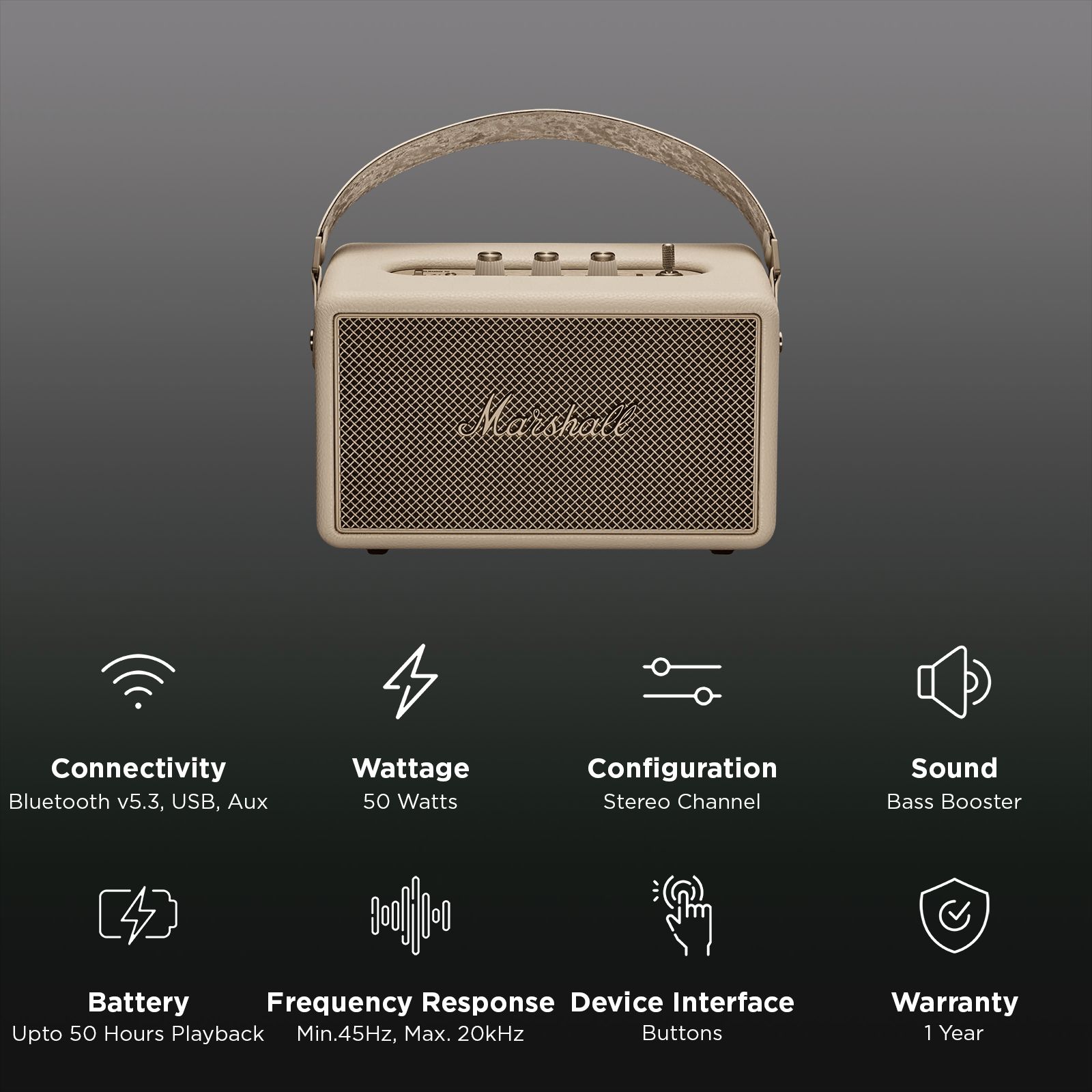 Buy Marshall Kilburn 3 50W Portable Bluetooth Speaker (IP54 Dust